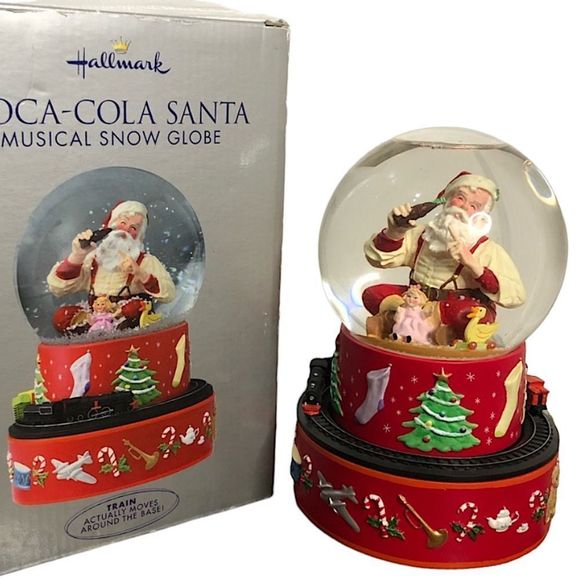 Vintage Holiday Vintage Hallmarksnowglobe Coca Cola Santa Music Box